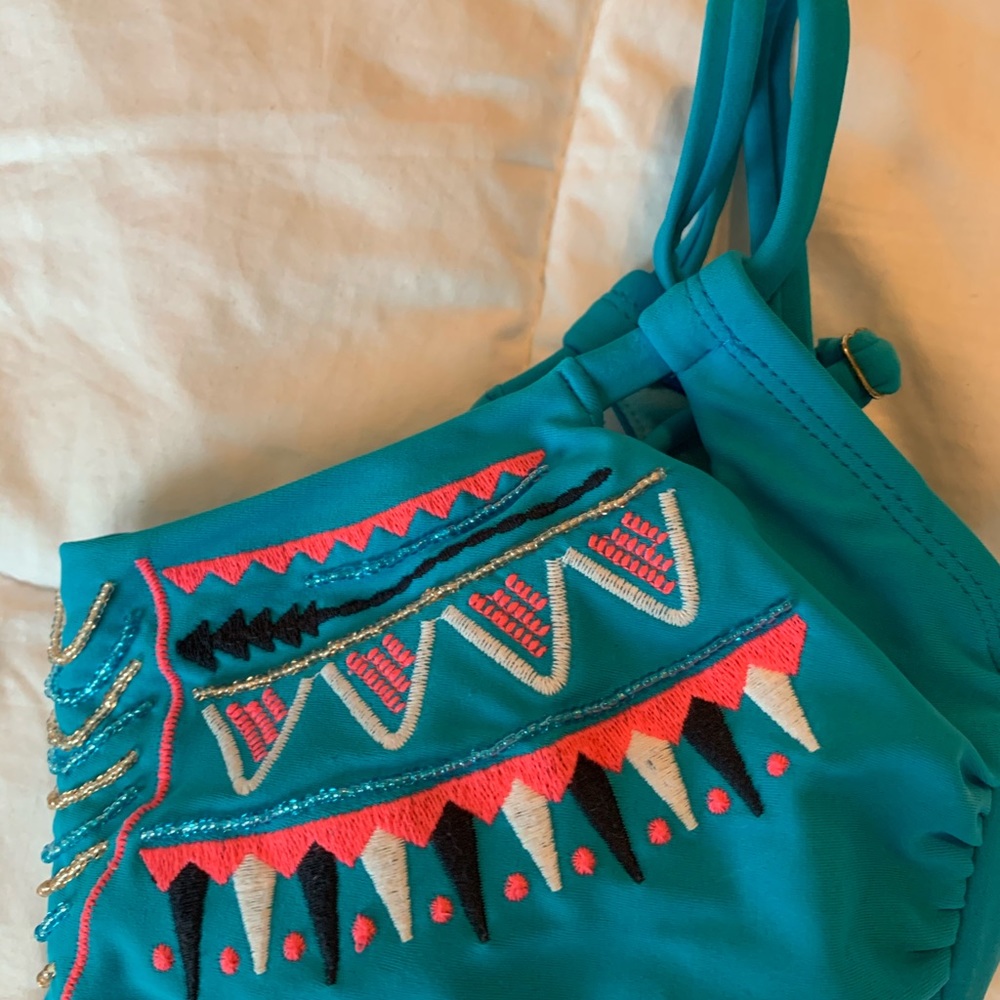Blue Aztec vibe bikini top